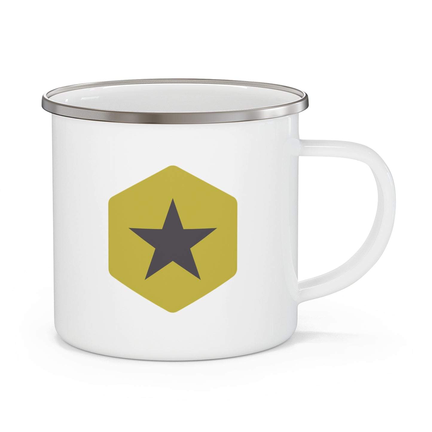 Enamel Camping Mug — Retro Star Badge Coffee Cup for Outdoor & Camping